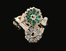 Custom Gold Flower Ring Diamond Emerald